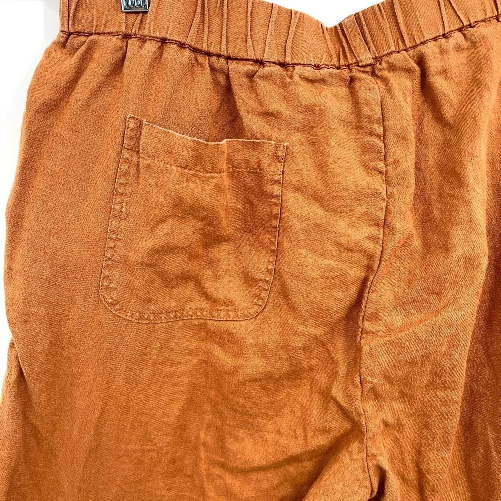 Quince brown 100% linen pants coastal granddaughter boho effortlessly chic L